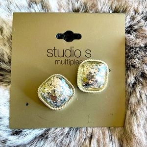 Silver shimmering earrings studs